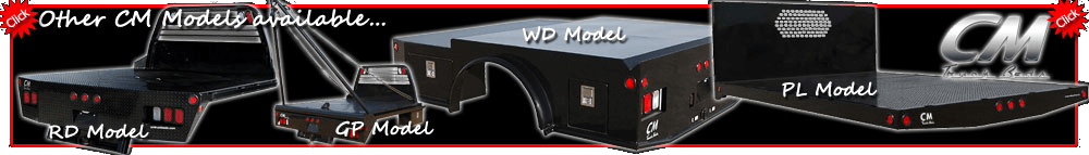 Click here to view details on the RD, GP, WD, and PL model truck beds by CM®. All are available at Kempner Equipment.